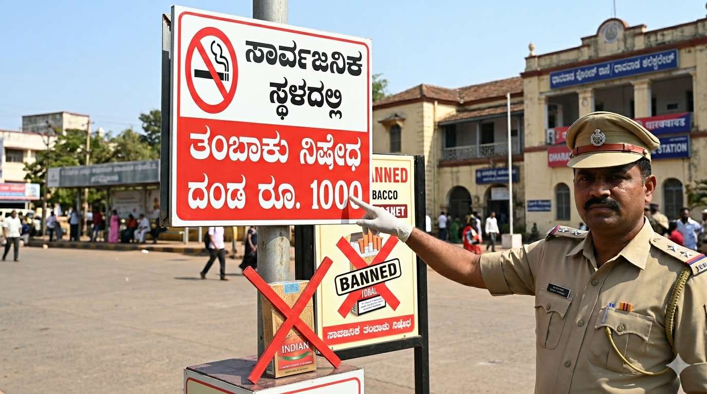 ಧಾರವಾಡ: ಸಾರ್ವಜನಿಕ ಸ್ಥಳಗಳಲ್ಲಿ ತಂಬಾಕು ಬಳಕೆಗೆ ರೂ.1000 ದಂಡ; ಹೊಸ ಕಾನೂನು ಜಾರಿ