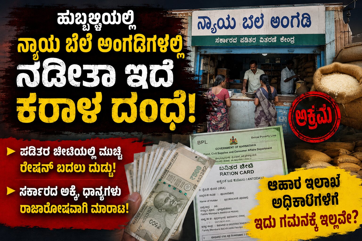 ನ್ಯಾಯ ಬೆಲೆ ಅಂಗಡಿಗಳಲ್ಲಿ ಅನ್ಯಾಯ: ರೇಷನ್ ಬದಲು ಹಣ?