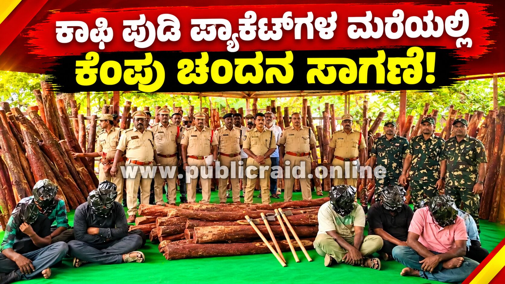 ಕಾಫಿ ಪುಡಿ ಪ್ಯಾಕೆಟ್‌ಗಳ ಮರೆಯಲ್ಲಿ ಕೆಂಪು ಚಂದನ ಕಳ್ಳಸಾಗಣೆ! ₹1.30 ಕೋಟಿ ಮೌಲ್ಯದ ಸೊತ್ತು ಜಪ್ತಿ, 8 ಮಂದಿ ಅರೆಸ್ಟ್
